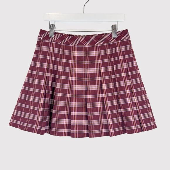 Aritzia Sunday Best Womens Skirt Red Mini Box Pleat Plaid Academia Grunge Size 2 - Picture 2 of 10